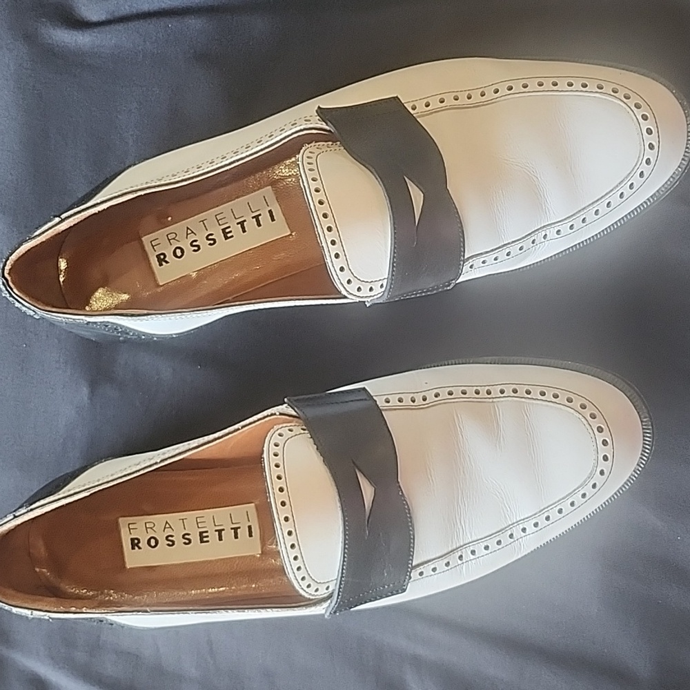 Fratelli Rossetti White Black Italian Leather Loafers Size 36 Or 5.5 US - Picture 4 of 11